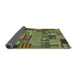 Sideview of Patchwork Turquoise Transitional Rug, con1666turq