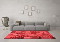Machine Washable Patchwork Red Transitional Rug, wshcon1666red