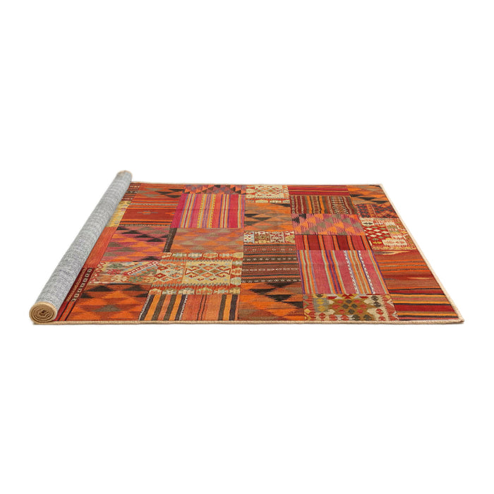 Serging Thickness of Machine Washable Contemporary Red Rug, wshcon1667