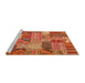 Serging Thickness of Machine Washable Contemporary Red Rug, wshcon1667