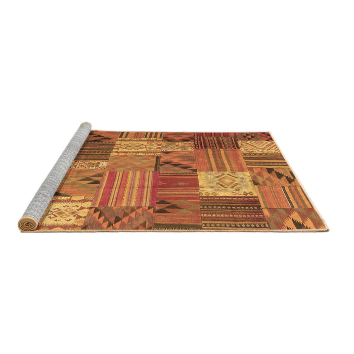 Sideview of Machine Washable Patchwork Brown Transitional Rug, wshcon1667brn