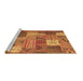 Sideview of Machine Washable Patchwork Brown Transitional Rug, wshcon1667brn