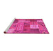 Sideview of Machine Washable Patchwork Pink Transitional Rug, wshcon1667pnk