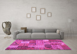 Machine Washable Patchwork Purple Transitional Area Rugs in a Living Room, wshcon1667pur