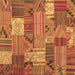 Square Patchwork Brown Transitional Rug, con1667brn