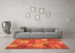 Machine Washable Patchwork Orange Transitional Area Rugs in a Living Room, wshcon1667org