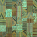 Square Patchwork Turquoise Transitional Rug, con1667turq