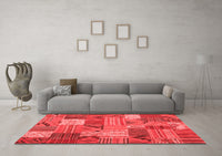 Machine Washable Patchwork Red Transitional Rug, wshcon1667red