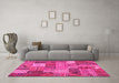 Machine Washable Patchwork Pink Transitional Rug in a Living Room, wshcon1667pnk