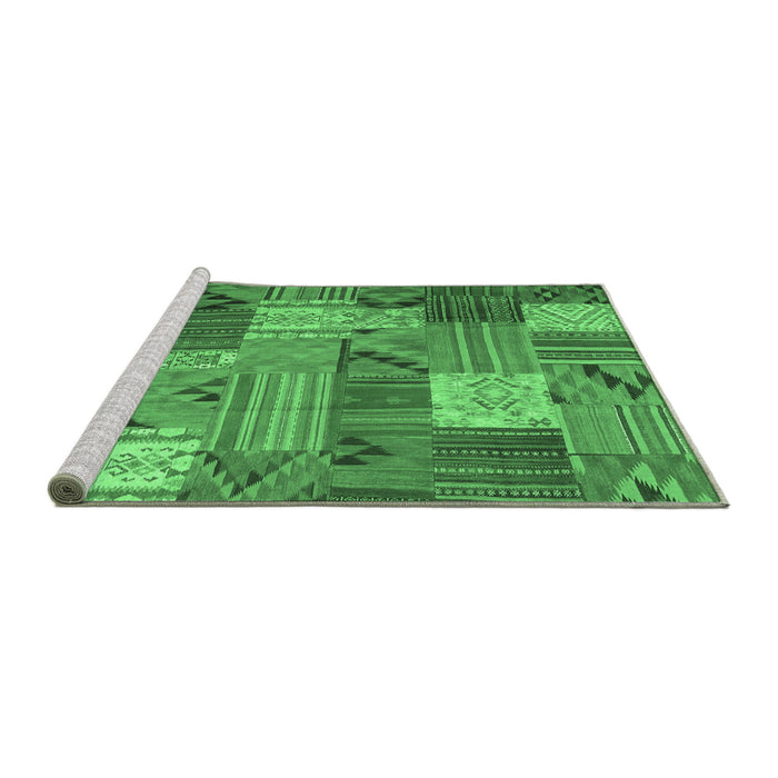 Sideview of Machine Washable Patchwork Emerald Green Transitional Area Rugs, wshcon1667emgrn