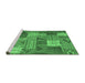 Sideview of Machine Washable Patchwork Emerald Green Transitional Area Rugs, wshcon1667emgrn