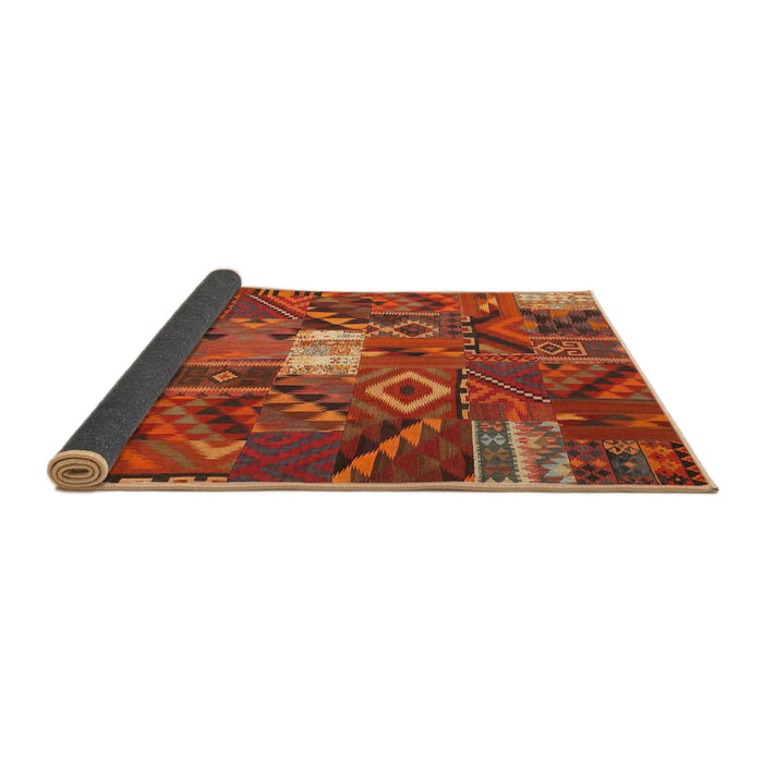 Thickness of Contemporary Orange Patchwork Rug, con1668