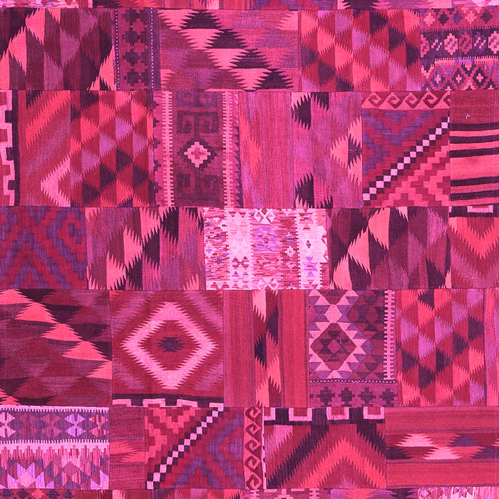 Machine Washable Patchwork Pink Transitional Rug, wshcon1668pnk