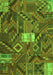 Serging Thickness of Machine Washable Patchwork Green Transitional Area Rugs, wshcon1668grn