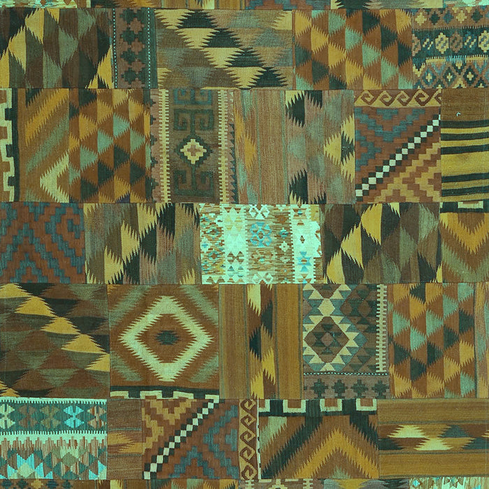 Patchwork Turquoise Transitional Rug, con1668turq