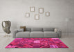 Machine Washable Patchwork Pink Transitional Rug in a Living Room, wshcon1668pnk