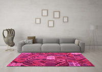 Machine Washable Patchwork Pink Transitional Rug, wshcon1668pnk