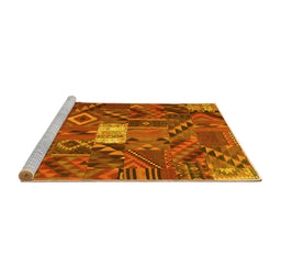 Sideview of Machine Washable Patchwork Yellow Transitional Rug, wshcon1668yw