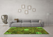 Machine Washable Patchwork Green Transitional Area Rugs in a Living Room,, wshcon1668grn