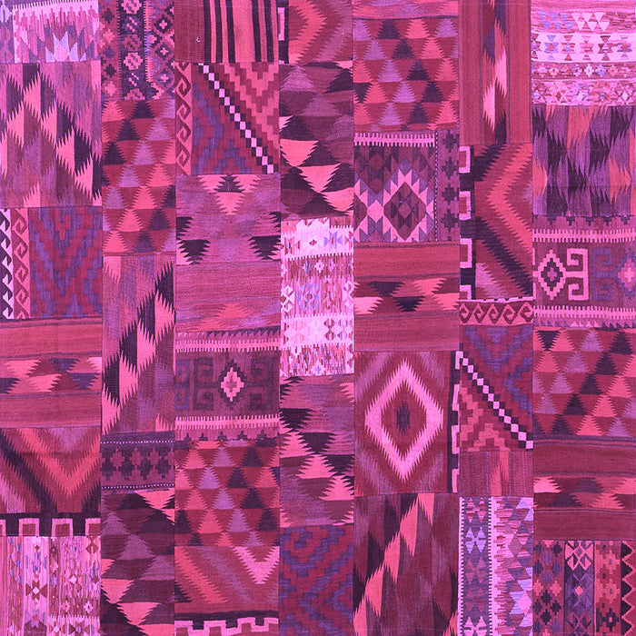 Square Machine Washable Patchwork Purple Transitional Area Rugs, wshcon1668pur