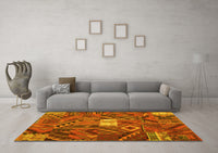 Machine Washable Patchwork Yellow Transitional Rug, wshcon1668yw