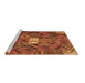 Sideview of Machine Washable Patchwork Brown Transitional Rug, wshcon1668brn