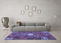 Machine Washable Patchwork Blue Transitional Rug, wshcon1668blu