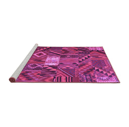 Sideview of Machine Washable Patchwork Purple Transitional Area Rugs, wshcon1668pur
