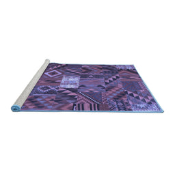 Sideview of Machine Washable Patchwork Blue Transitional Rug, wshcon1668blu
