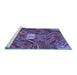Sideview of Machine Washable Patchwork Blue Transitional Rug, wshcon1668blu