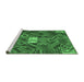 Sideview of Machine Washable Patchwork Emerald Green Transitional Area Rugs, wshcon1668emgrn