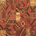 Square Machine Washable Patchwork Brown Transitional Rug, wshcon1668brn