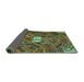 Sideview of Patchwork Turquoise Transitional Rug, con1668turq