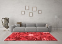 Machine Washable Patchwork Red Transitional Rug, wshcon1668red