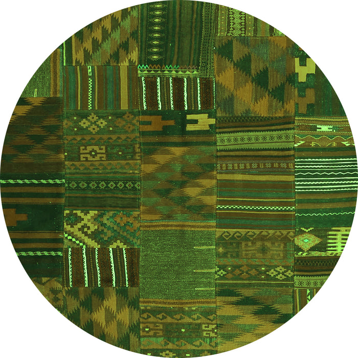 Machine Washable Patchwork Green Transitional Area Rugs, wshcon1669grn