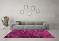 Machine Washable Patchwork Pink Transitional Rug, wshcon1669pnk