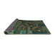 Sideview of Patchwork Turquoise Transitional Rug, con1669turq