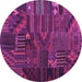 Round Patchwork Purple Transitional Rug, con1669pur