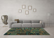 Machine Washable Patchwork Turquoise Transitional Area Rugs in a Living Room,, wshcon1669turq