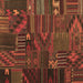 Square Machine Washable Patchwork Brown Transitional Rug, wshcon1669brn