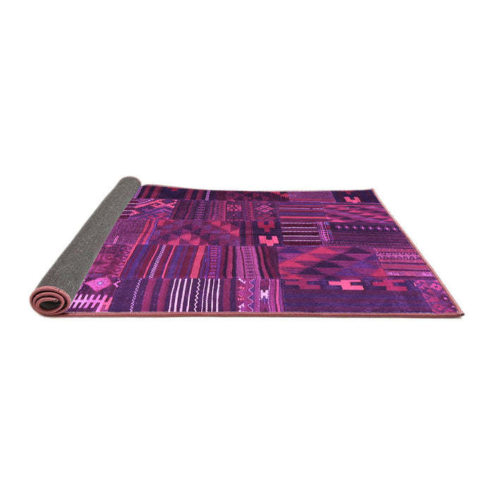 Sideview of Patchwork Purple Transitional Rug, con1669pur