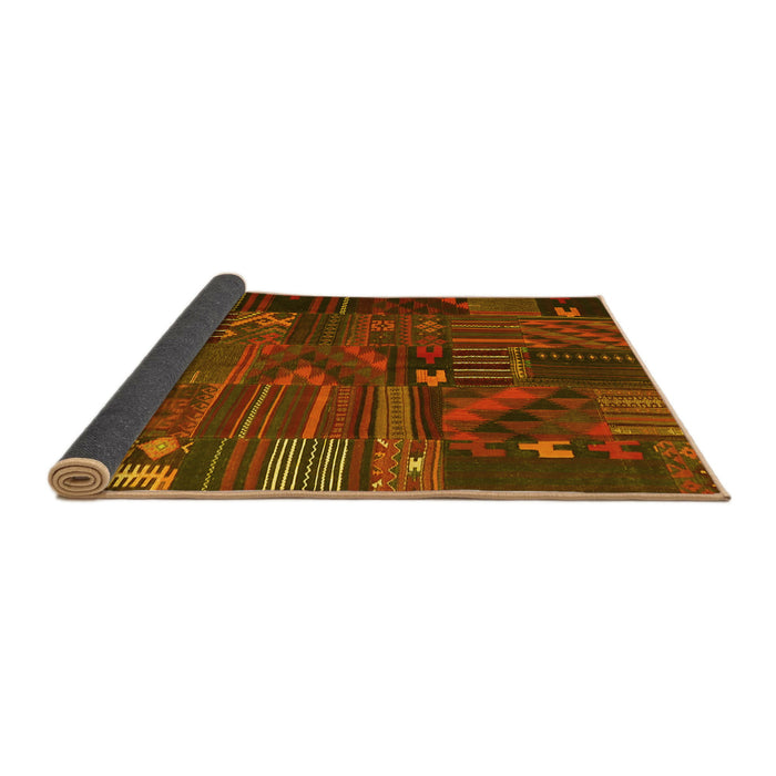 Sideview of Patchwork Yellow Transitional Rug, con1669yw