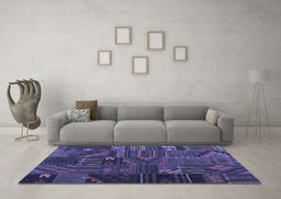 Machine Washable Patchwork Blue Transitional Rug in a Living Room, wshcon1669blu