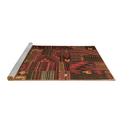 Sideview of Machine Washable Patchwork Brown Transitional Rug, wshcon1669brn
