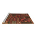 Sideview of Machine Washable Patchwork Brown Transitional Rug, wshcon1669brn