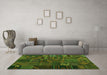 Machine Washable Patchwork Green Transitional Area Rugs in a Living Room,, wshcon1669grn