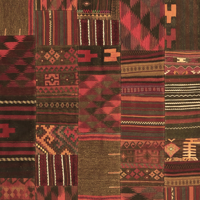 Machine Washable Patchwork Brown Transitional Rug, wshcon1669brn