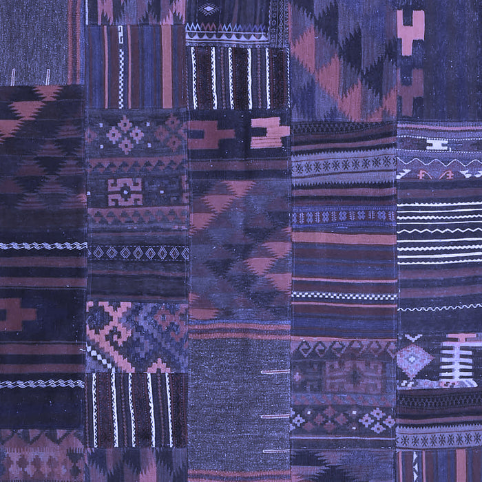 Machine Washable Patchwork Blue Transitional Rug, wshcon1669blu