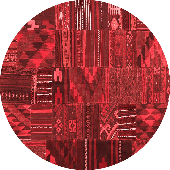 Machine Washable Patchwork Red Transitional Rug, wshcon1669red