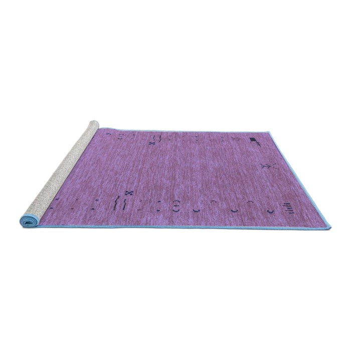 Sideview of Machine Washable Abstract Blue Contemporary Rug, wshcon166blu